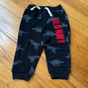 Old Navy 12-18M Black Sweats with Insignia and Gray Dinosaurs